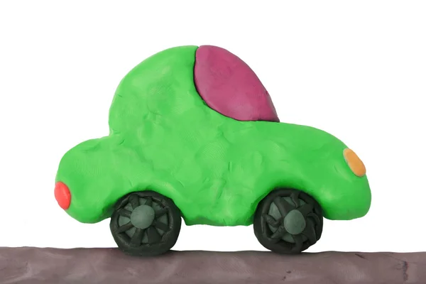Grünes Knetgummi-Auto — Stockfoto