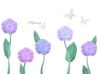 Paper origami violet flawers clipart