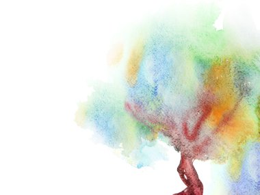 Watercolor painted tree