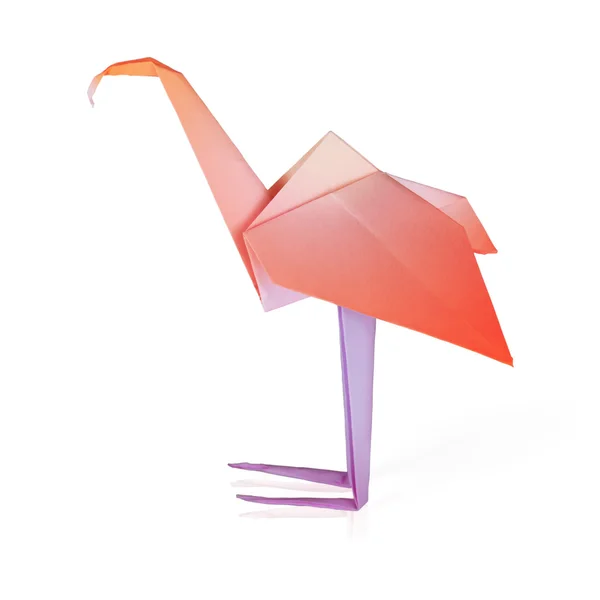 Origami pink paper flamingo — Stock Photo, Image