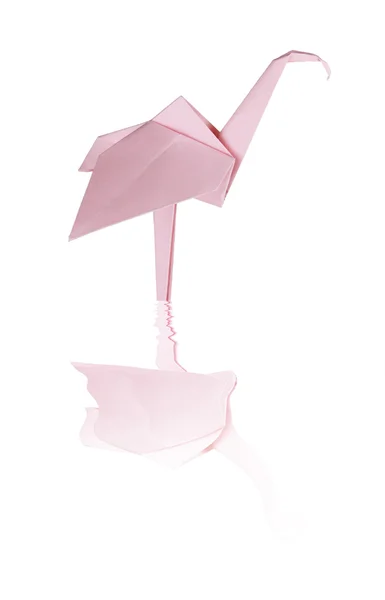 折纸粉红色纸火烈鸟 — 图库照片