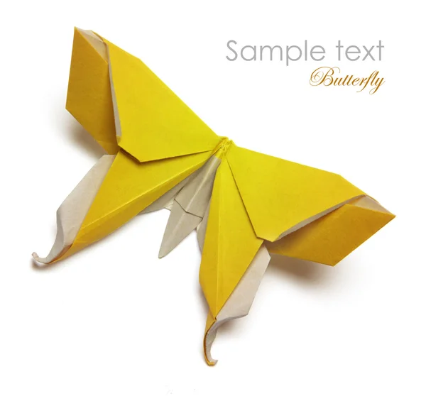 Origami żółty motyl — Zdjęcie stockowe