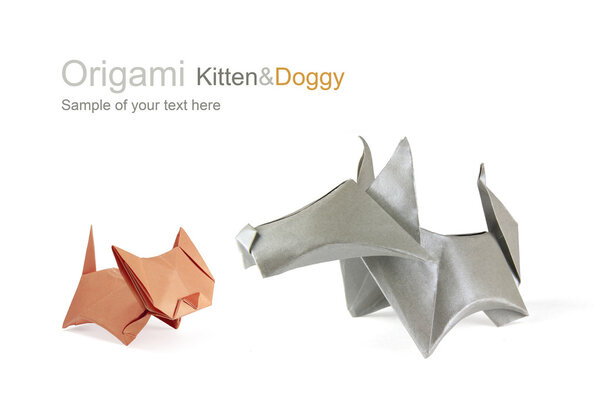 Origami friends dog and cat