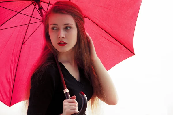 Girl with umbrella — Stock Photo, Image