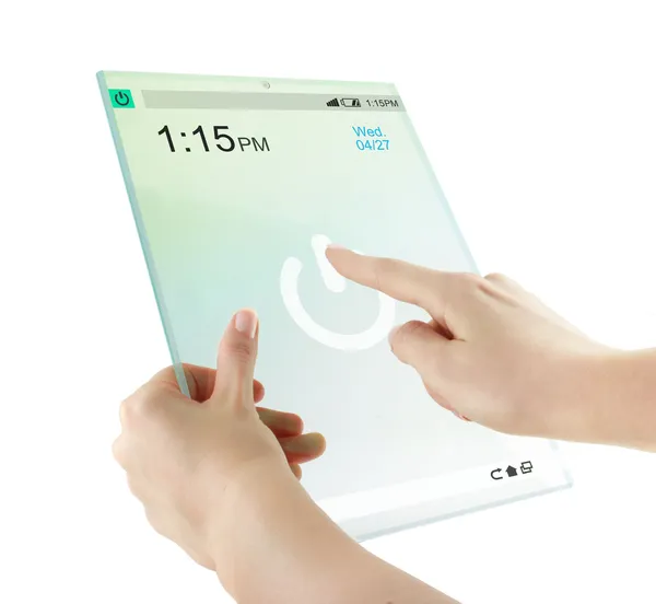 Futuristic cam dijital tablet — Stok fotoğraf