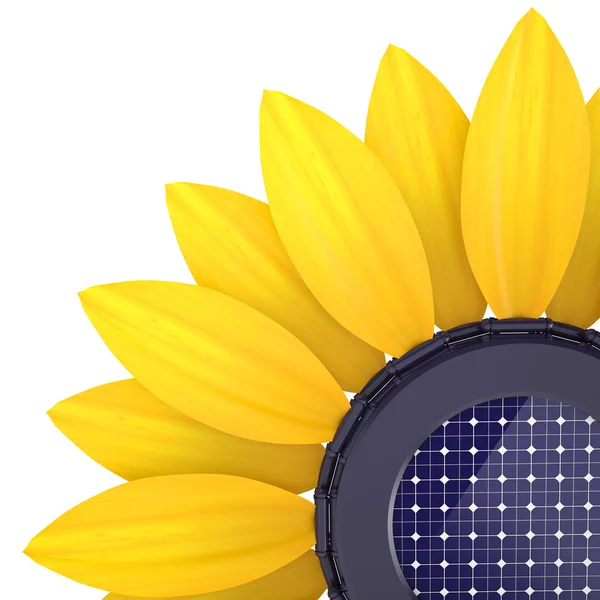 3d sunflower solar cell — Stock Photo, Image