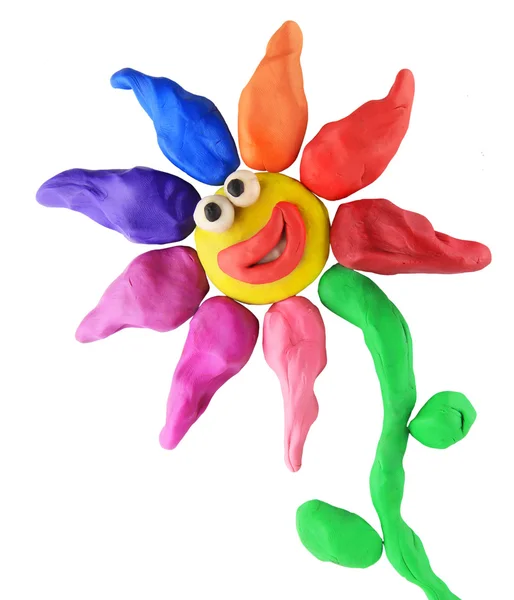 Plasticine smiling flower — Stock Photo, Image