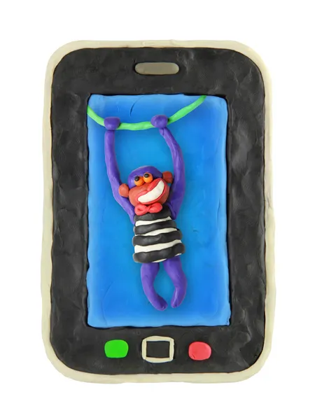 Plasticina cartoon smartphone — Fotografia de Stock