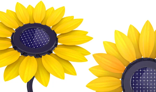 3d Solarzelle Sonnenblume — Stockfoto