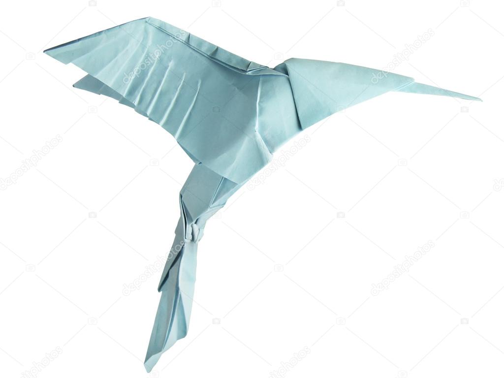 origami isolated hummingbird