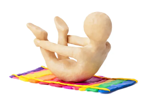 Plasticine yoga man — Stock Photo, Image