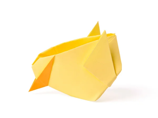 Origami yellow chicken — Stock Photo, Image