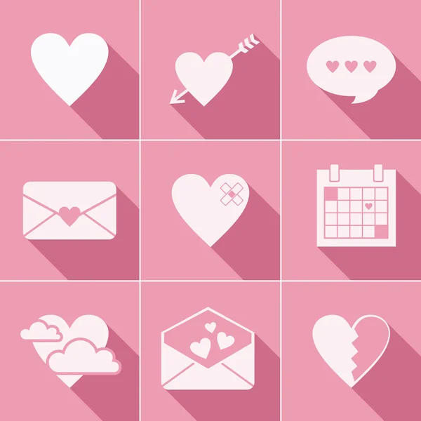 Iconos de amor correo — Vector de stock