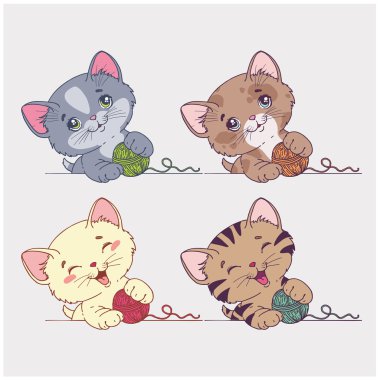vektör karikatür kedi set