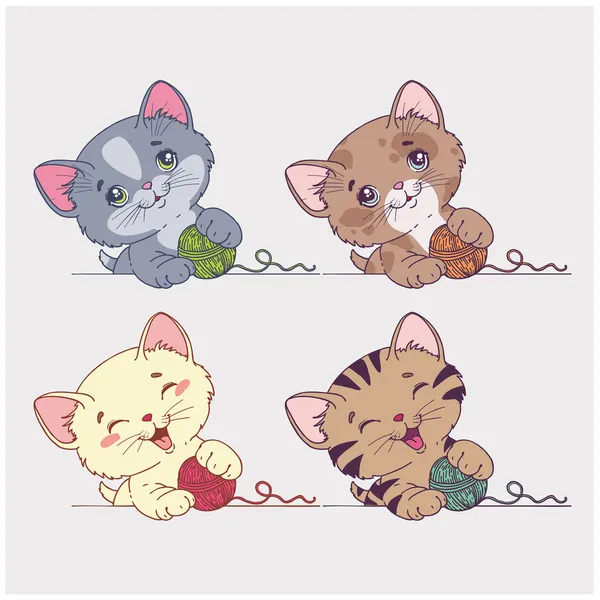 Vector dibujos animados gatos conjunto — Vector de stock