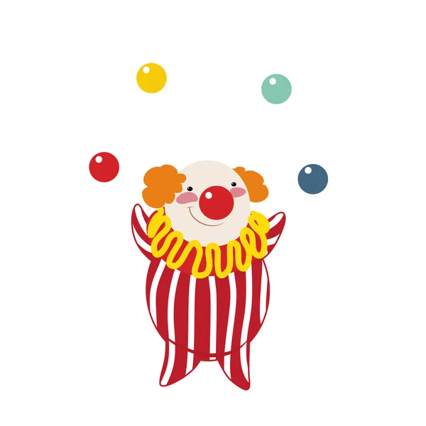 Lustiger Clown auf weißem Hintergrund — Stockvektor