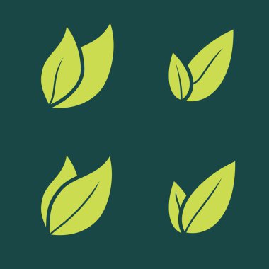 Leaf Pair Icon Vector Illustrations on Both Solid clipart