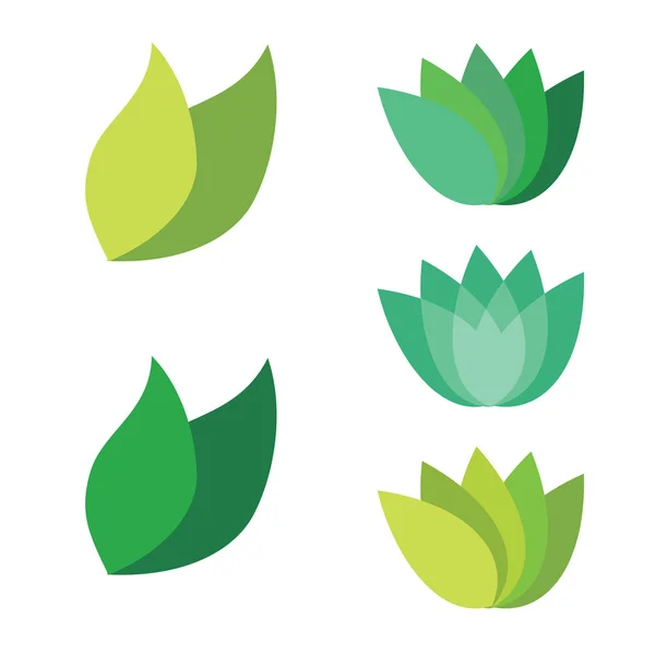 Leaf Pair Icon Vector Illustrations on Both Solid — Stock Vector