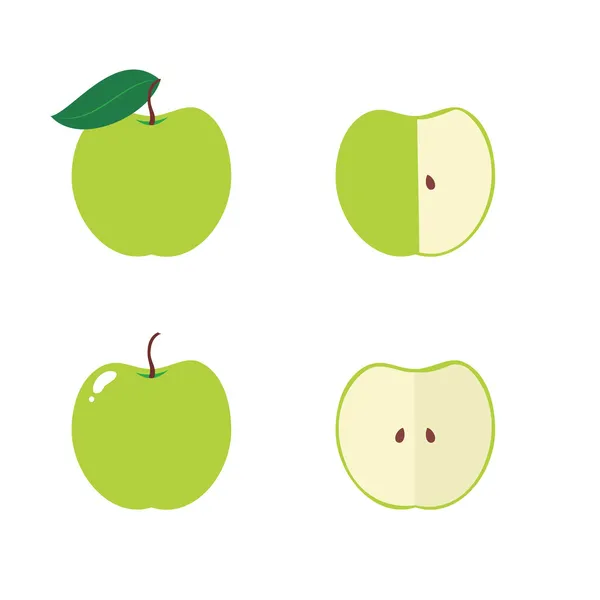 Apple, núcleo de manzana, mordido, iconos de medio vector — Archivo Imágenes Vectoriales