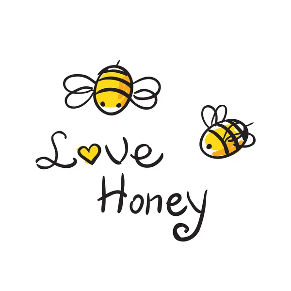 Bee Love miel — Vector de stock