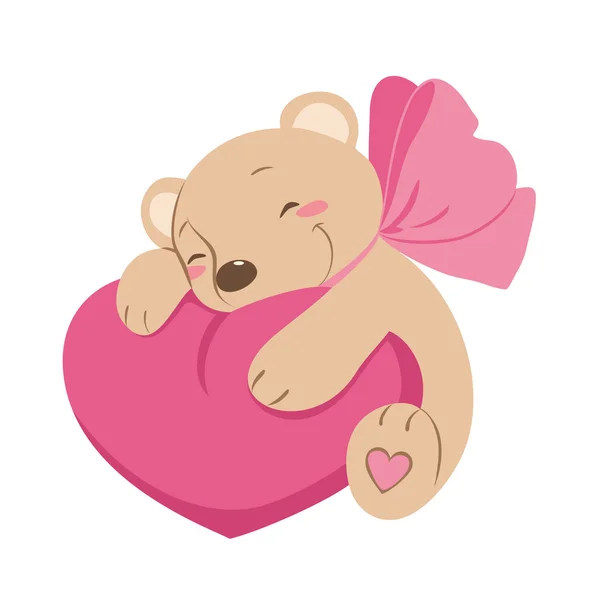 Sweet vector Teddy bear with heart — Stock Vector