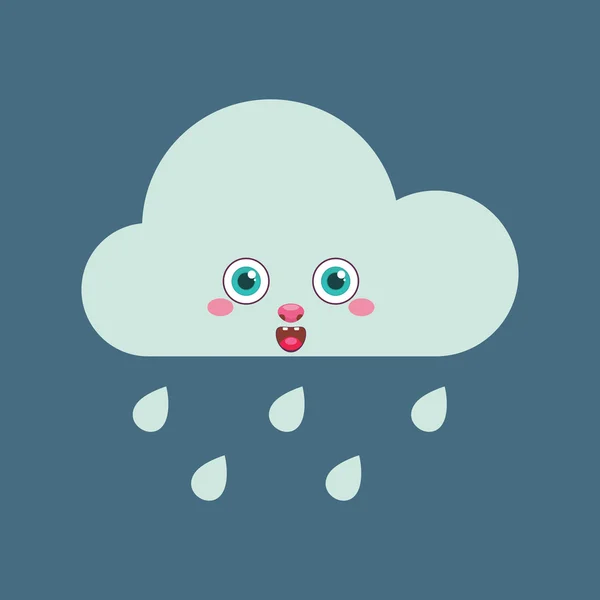 Blue Rain Cloud Vector Illustration — Stock Vector