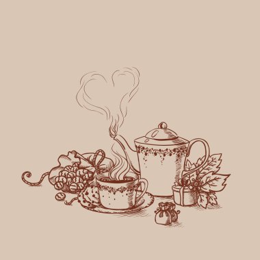 vintage tarzı stilize çay bardağı seti