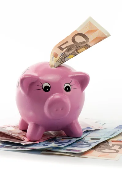 Piggy Bank and Euro Money — Stock Photo, Image