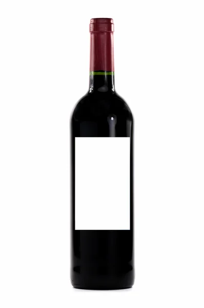 Czerwona butelka wina izolowana na białym — Zdjęcie stockowe