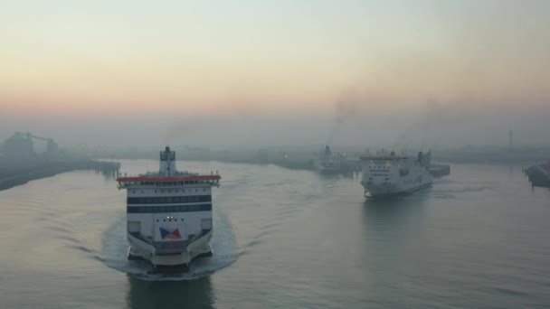 Calais France October 2021 Ferryboats Port Calais France Ferries Sailing — Stock Video