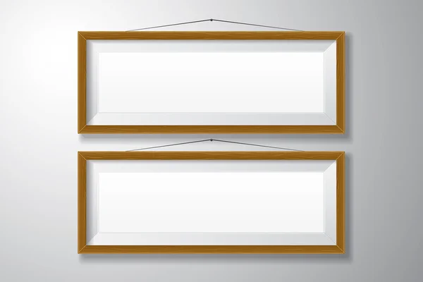 Picture Frames Wooden Horizontal — Stock Vector