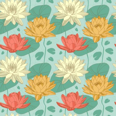 Dikişsiz desen Lotus çiçeği.