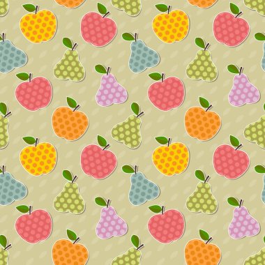 seamless renkli elma ve armut modeli