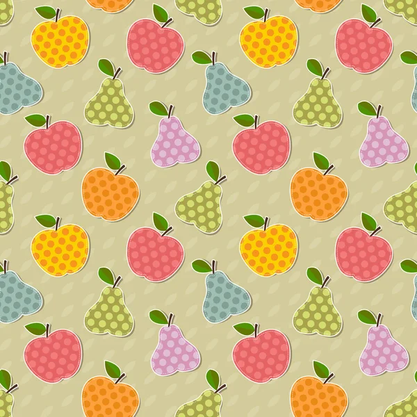 Sömlös färgglad äpple- och päronträd mönster — Stock vektor