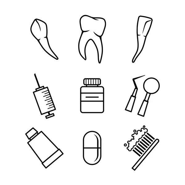 Iconos dentales establecidos sobre fondo blanco — Vector de stock