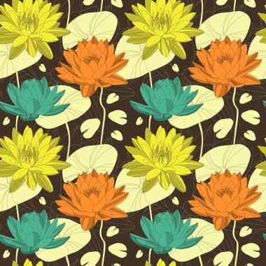 Dikişsiz desen Lotus çiçeği.