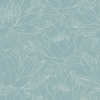 Lotus flowers in seamless pattern clipart