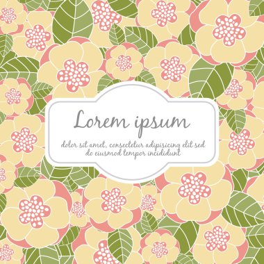 Düğün kartı ile çiçek öğeleri