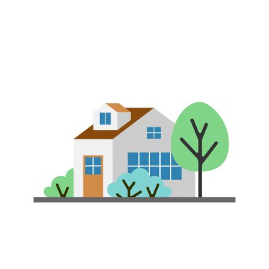 Küçük beyaz ev, izole vektör resimleme