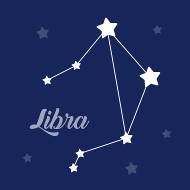 Koyu arkaplanda Libra işareti takımyıldızı vektör simgesi
