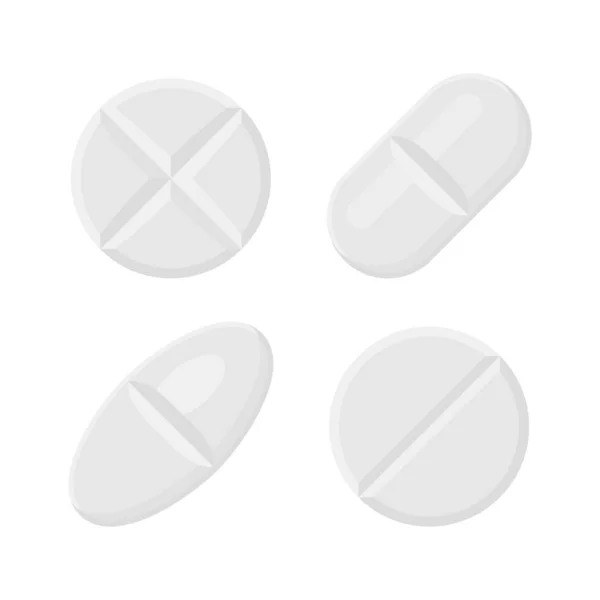 Pilules et médicaments vecteur blanc icône réaliste ensemble — Image vectorielle