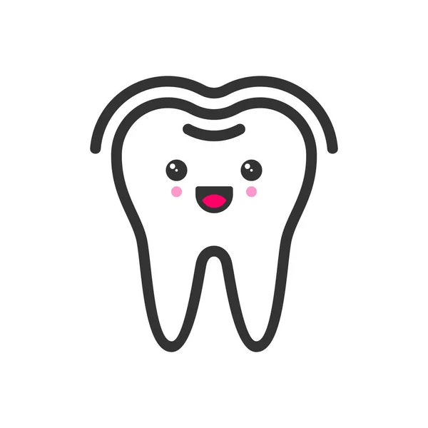 Shining protected tooth with emotional face, cute vector icon illustration — Stock vektor