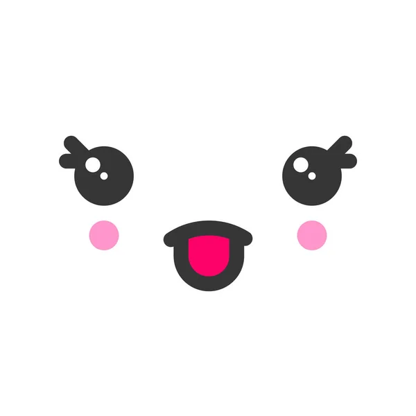 Plagen met tong kawaii leuke emotie gezicht, emoticon vector pictogram — Stockvector