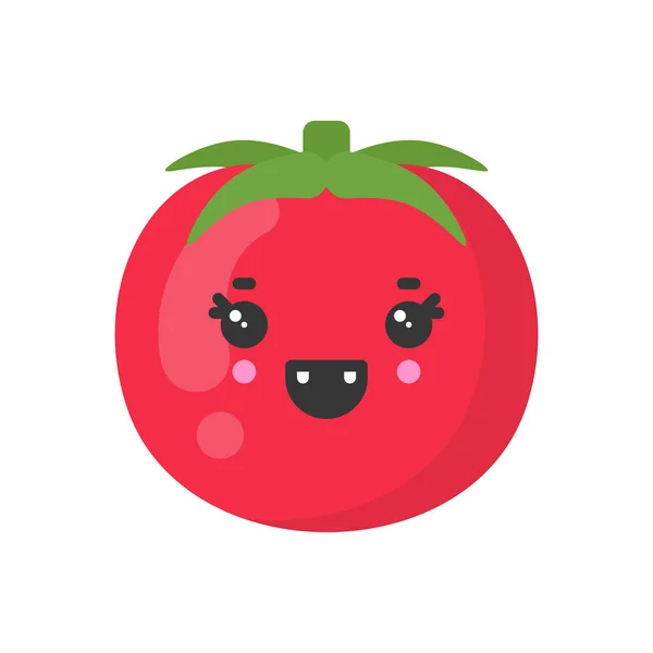 Lindo tomate sonriente, icono vegetal vector colorido aislado — Vector de stock