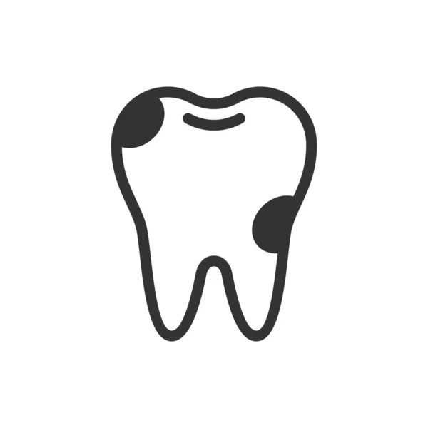 Diente de caries enfermo, lindo icono vectorial ilustración — Archivo Imágenes Vectoriales