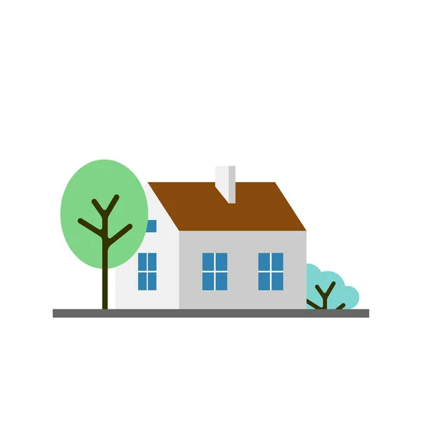 Klein wit huis, geïsoleerde vector pictogram illustratie — Stockvector