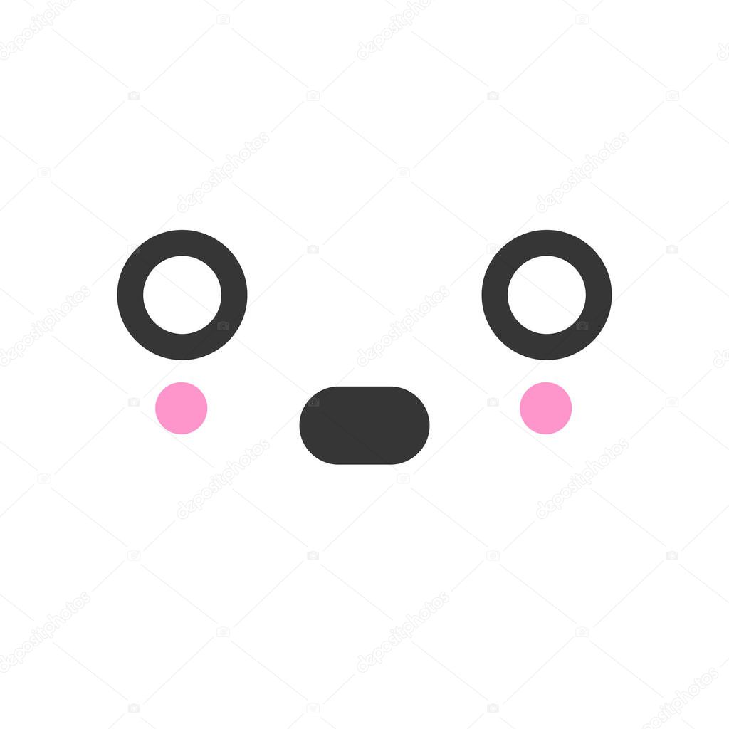 Devastated kawaii cute emotion face, emoticon vector icon