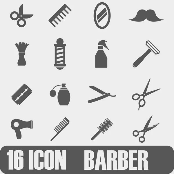 Conjunto de iconos de barbero negro vector — Vector de stock