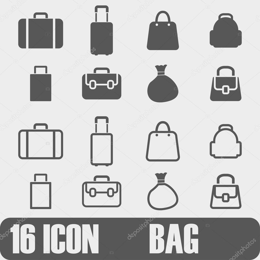 Vector black bag icons set