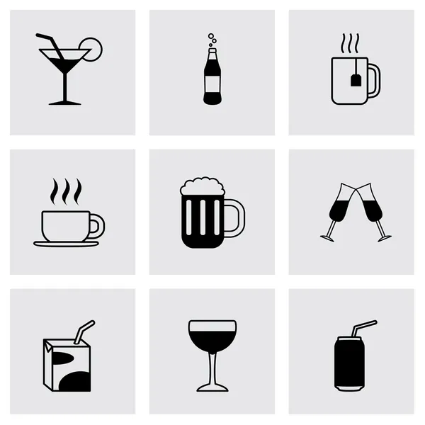 Conjunto de ícones de bebidas pretas vetoriais — Vetor de Stock